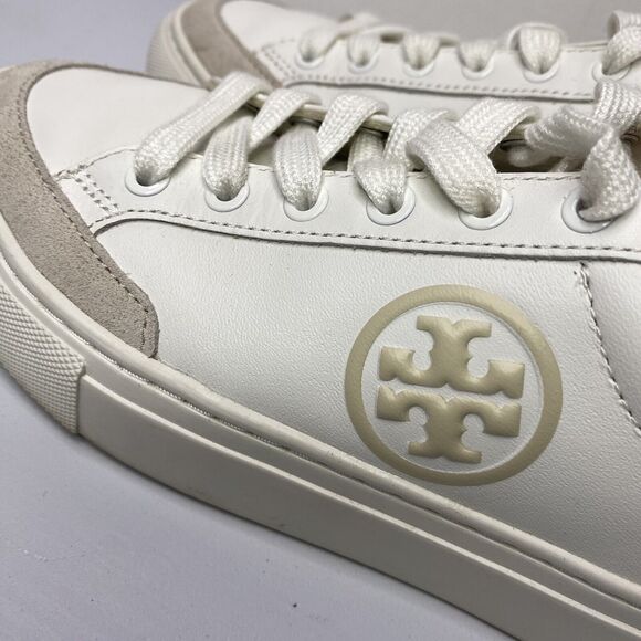 Tory Burch Colorblock Sneakers Tennis shoes 5.5 women Snow White Napa Leather - Picture 2 of 10